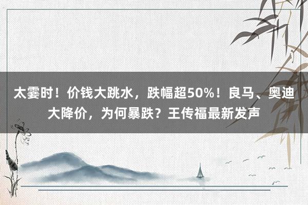 太霎时！价钱大跳水，跌幅超50%！良马、奥迪大降价，为何暴跌？王传福最新发声