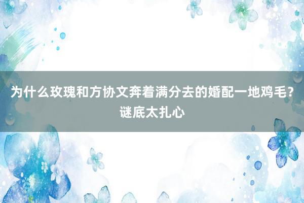 为什么玫瑰和方协文奔着满分去的婚配一地鸡毛？谜底太扎心