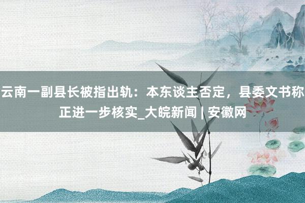 云南一副县长被指出轨：本东谈主否定，县委文书称正进一步核实_大皖新闻 | 安徽网