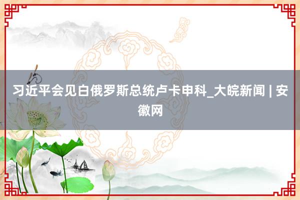 习近平会见白俄罗斯总统卢卡申科_大皖新闻 | 安徽网