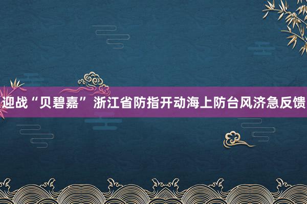 迎战“贝碧嘉” 浙江省防指开动海上防台风济急反馈