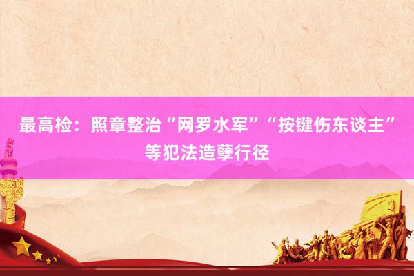 最高检：照章整治“网罗水军”“按键伤东谈主”等犯法造孽行径