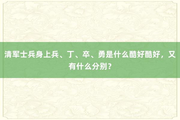 清军士兵身上兵、丁、卒、勇是什么酷好酷好，又有什么分别？